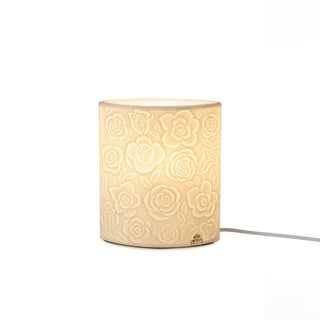 Lámpara Hervit con Rosas en Porcelana Biscuit Alt. 16,5 cm