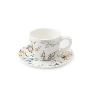 Hervit Box 2 Cups With Saucers Blooms In Porcelain 9x5.5 cm