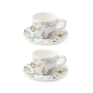 Hervit Box 2 Cups With Saucers Blooms In Porcelain 9x5.5 cm
