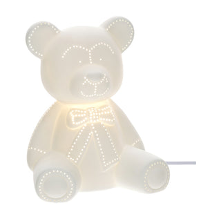 Hervit Perforated Porcelain Bear Lamp 19x24 cm