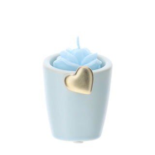 Hervit Gold Heart Candle Holder in Blue Stoneware