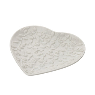 Hervit Romance Heart Saucer in White Porcelain 16 cm