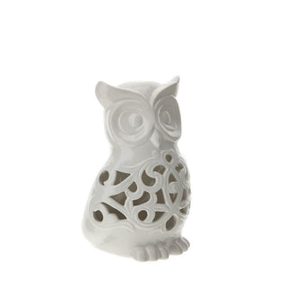 Hervit White Perforated Porcelain Owl 12xh17 cm