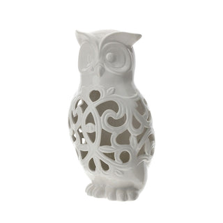 Hervit White Perforated Porcelain Owl 16xh29 cm