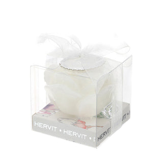 Hervit White Lacquered Rose Candle D4,5x3 cm
