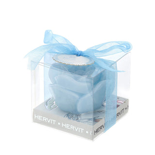 Hervit Blue Lacquered Rose Candle D4,5x3 cm