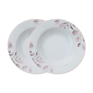 Hervit Set 2 Deep Plates in Porcelain D21,5 cm Pink