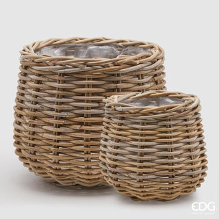 EDG Enzo De Gasperi Set 2 Domed Baskets in Rattan