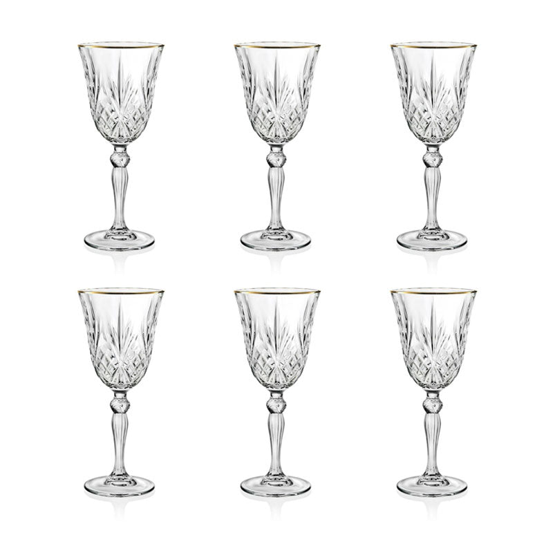 Brandani Set 6 Calici Gold and Gold in Vetro 27 cl — Le Gioie