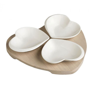 Brandani Portassaggi 3 Heart Bowls in White Porcelain