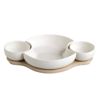Brandani Clown Antipastiera in White Porcelain with Bamboo Support