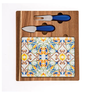 Brandani Medici Cheese Cutting Board in Acacia Wood with Accessories