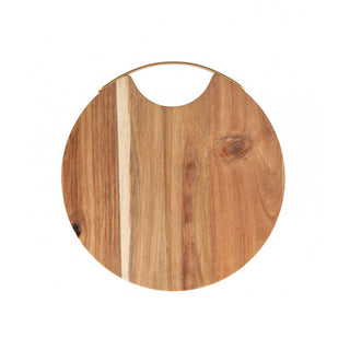 Brandani Round Chopping Board in Acacia Wood with Handle