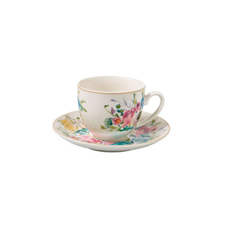 Brandani Set of 2 Paradise Coffee Cups with Porcelain Saucer