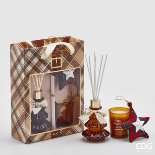 EDG Enzo de Gasperi Set 3 pcs Pine Christmas Perfumer + Candle + Cinnamon Pillow 70 ml