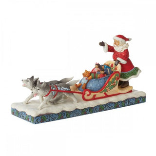 Enesco Christmas Figurine Santa Claus in Sleigh with Dogs