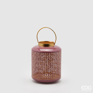 EDG Enzo De Gasperi Round Metal Lantern h24 d18 cm Dark Pink