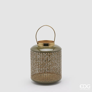 EDG Enzo De Gasperi Round Metal Lantern h24 d18 cm Olive