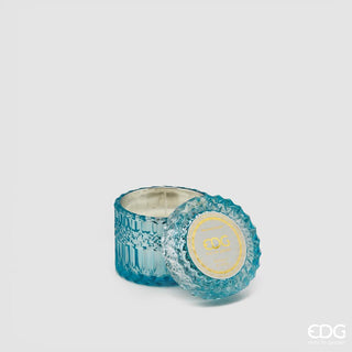Vela EDG Enzo De Gasperi Crystal Azzurro en vaso h8,5 cm Sal marina y salvia salada