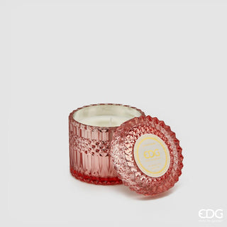 Vela EDG Enzo De Gasperi Crystal Rosa en vaso h10,5 cm Rosa de Marruecos