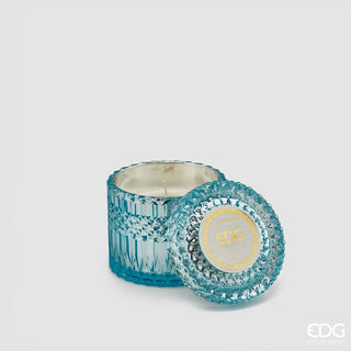 EDG Enzo De Gasperi candela Crystal Azzurro in vetro h10,5 cm Sale Marino e Salvia Salata