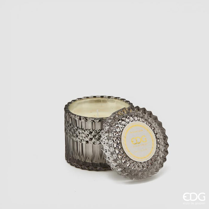 EDG Enzo De Gasperi candela Crystal Grigio in vetro h10,5 cm Basilico e Menta