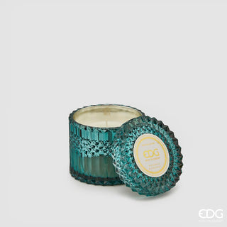 EDG Enzo De Gasperi candela Crystal Verde Ottanio in vetro h10,5 cm Cocco e Ananas