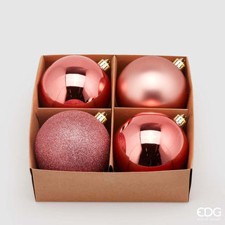 EDG Enzo De Gasperi Box 4 Christmas Baubles Poly Pink D10 cm