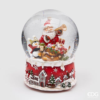 EDG Enzo De Gasperi Water Sphere Carillon Santa Claus with Sack H20 cm