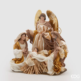 EDG Enzo De Gasperi Fabric Nativity with Angel H43 cm