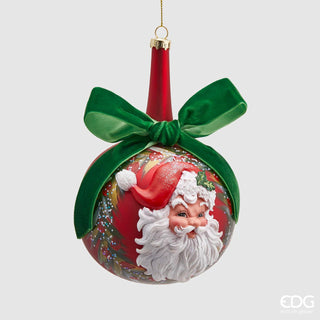 EDG Enzo De Gasperi Glass Christmas Bauble Santa with Bow D10 cm