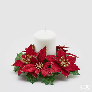 EDG Enzo De Gasperi Portavelas de Navidad Poinsettia D16 cm