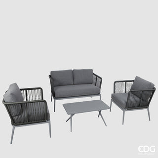 Sofá de salón EDG Enzo de Gasperi + 2 sillones con mesa de centro gris
