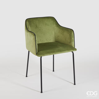 EDG Enzo de Gasperi Fabric Chair with Olive Green Armrest