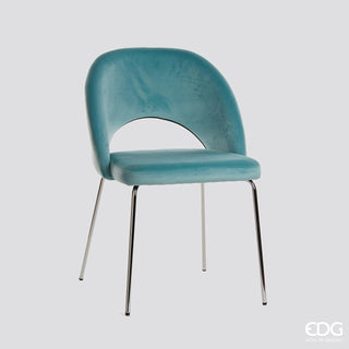 EDG Enzo de Gasperi velvet chair with open back Acqua