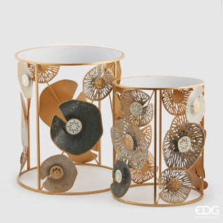 EDG Enzo De Gasperi Set 2 Floral Metal Tables