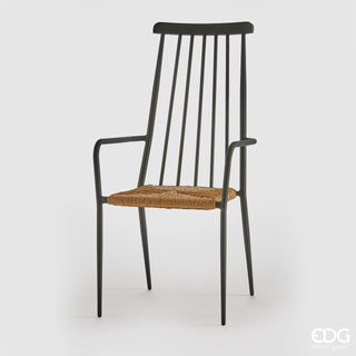 EDG Enzo de Gasperi Chair in Metal and PVC Rattan H111 Black