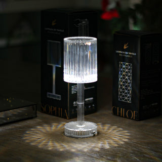 Sophia Table lamp in transparent acrylic with rechargeable Led crystal effect