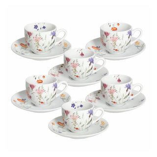 Tognana Set of 6 Atollo Flora Coffee Cups with Saucer