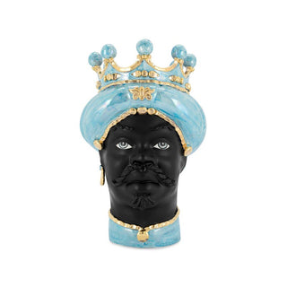 Verus Ceramiche Abhika Dark Brown Man Medium Turquoise and Gold H45 cm