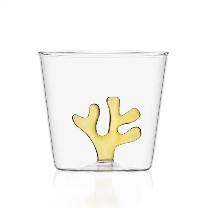 Bicchiere Ichendorf Marine Garden - Vetro Borosilicato, Pesce Giallo E Alga Verde, Fatto A Mano, 35cl