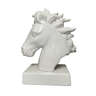 Amagè Statua Cavallo L'Eleganza in Ceramica H22 cm Bianco