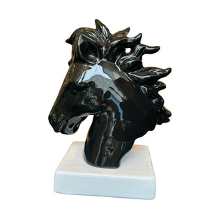 Amagè Statua Cavallo L'Eleganza in Ceramica H22 cm Nero