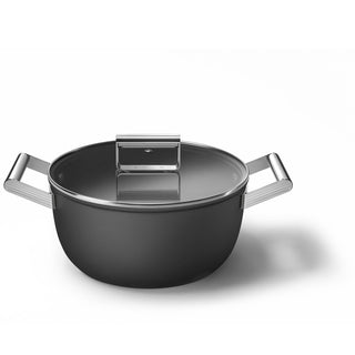Smeg Cookware Cacerola con dos asas y tapa 24 cm Negro CKFC2411BLM