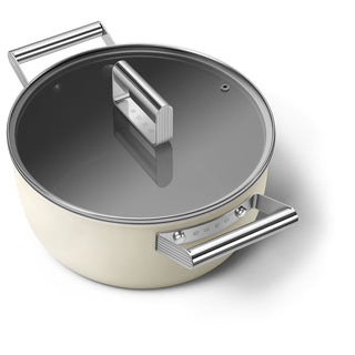 Smeg Cookware Saucepan with two handles and lid 24 cm Cream CKFC2411CRM
