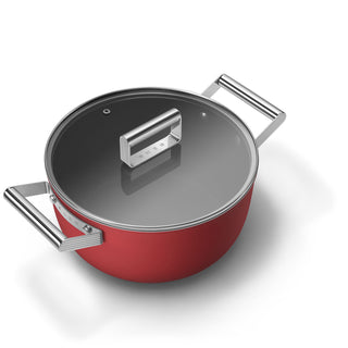 Smeg Cookware Saucepan with two handles and lid 24 cm Red CKFC2411RDM