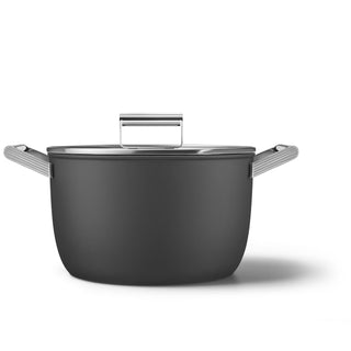 Smeg Cookware Casserole high two handles with lid 26 cm Black CKFC2611BLM