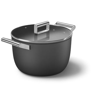 Smeg Cookware Casserole high two handles with lid 26 cm Black CKFC2611BLM