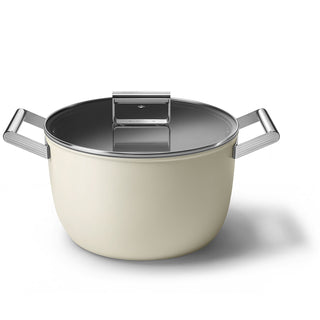 Smeg Cookware Casserole high two handles with lid 26 cm Cream CKFC2611CRM