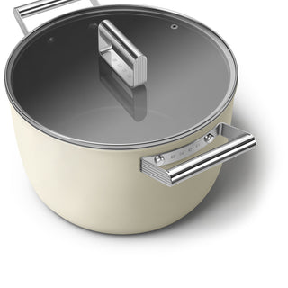 Smeg Cookware Casserole high two handles with lid 26 cm Cream CKFC2611CRM